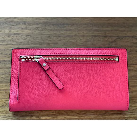 Kate Spade New York Saffiano Bi-fold Wallet in Color Geranium - Picture 2 of 5